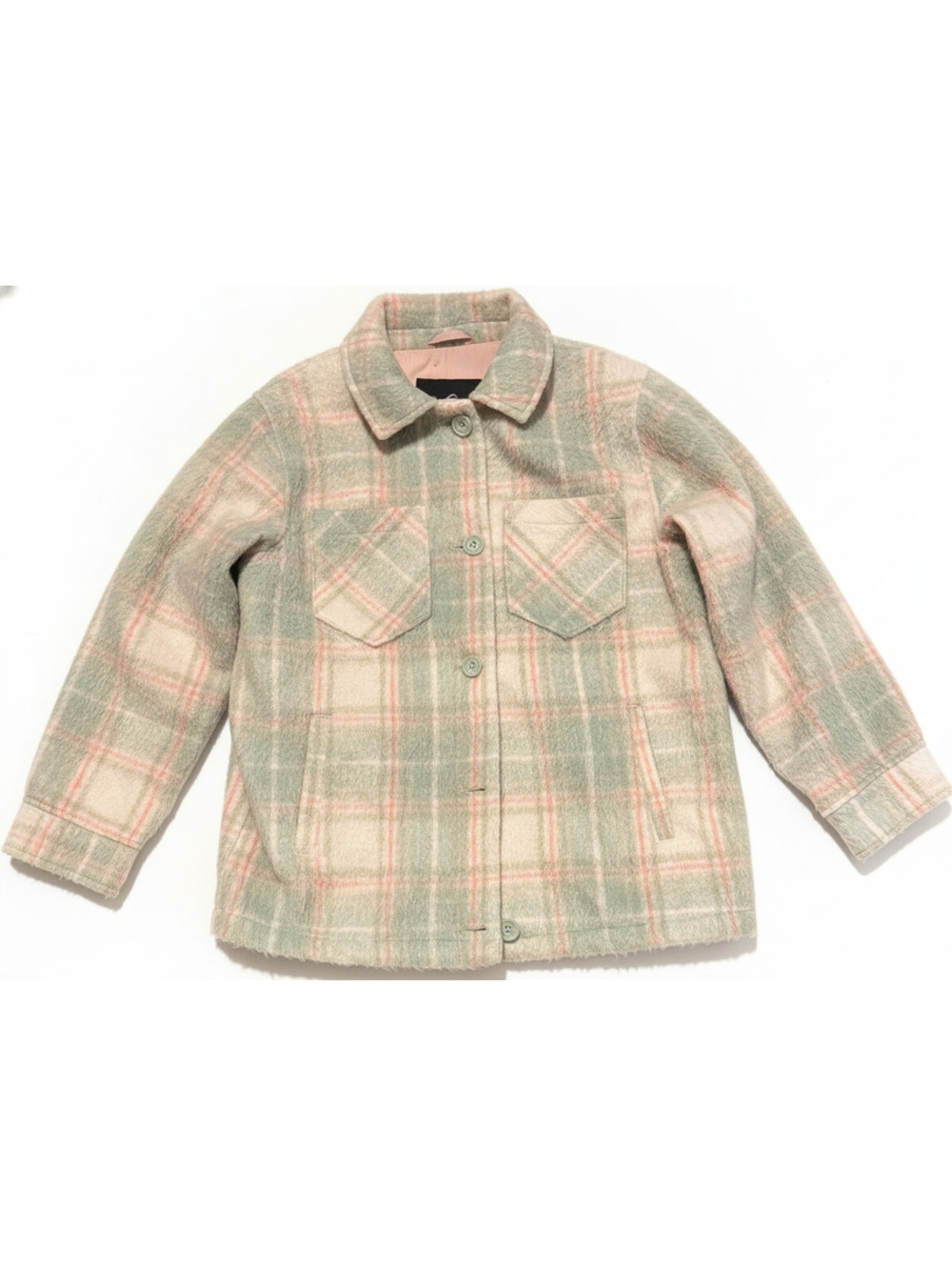 Hollister Green & Pink Plaid Jacket Medium